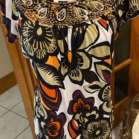 Beaded  look like wood beads neckline blouse by style and company size S - Picture 7 of 7